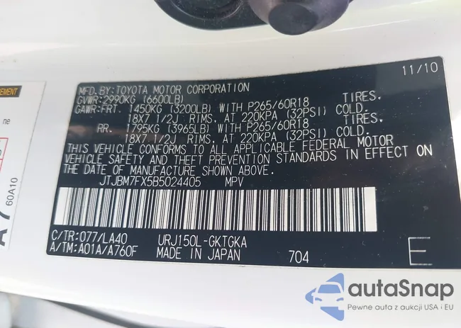 JTJBM7FX5B5024405: 43151235