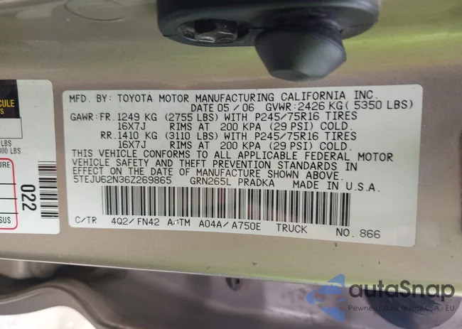 5TEJU62N36Z269865: 43151258