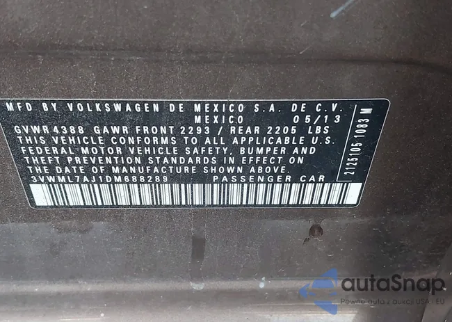 3VWML7AJ1DM688289: 43151309