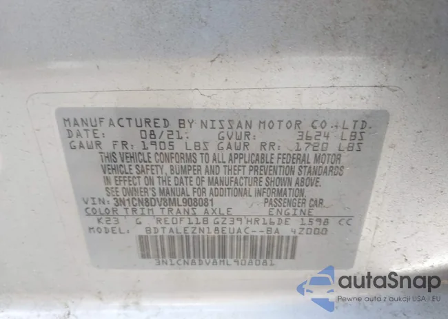 3N1CN8DV8ML908081: 43151343