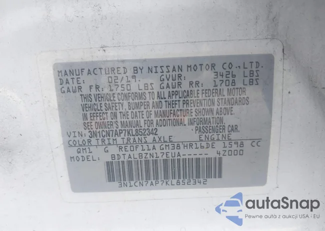 3N1CN7AP7KL852342: 43151436