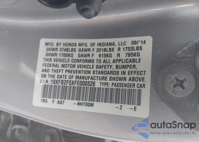 19XFB2F5XFE000526: 43151477