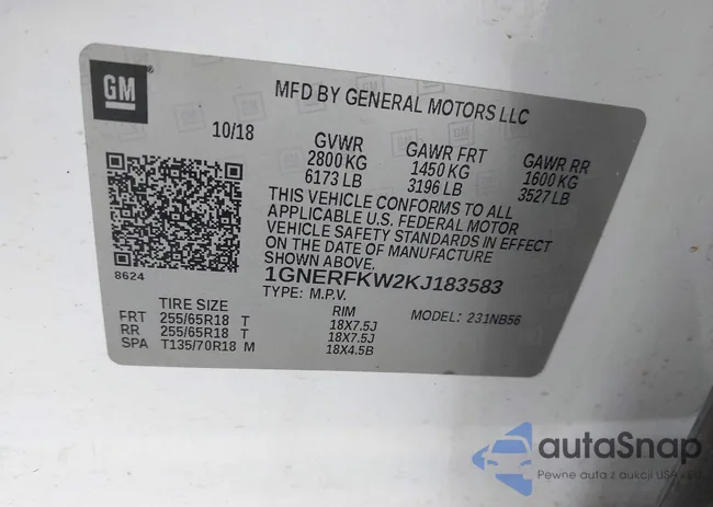 1GNERFKW2KJ183583: 43151486