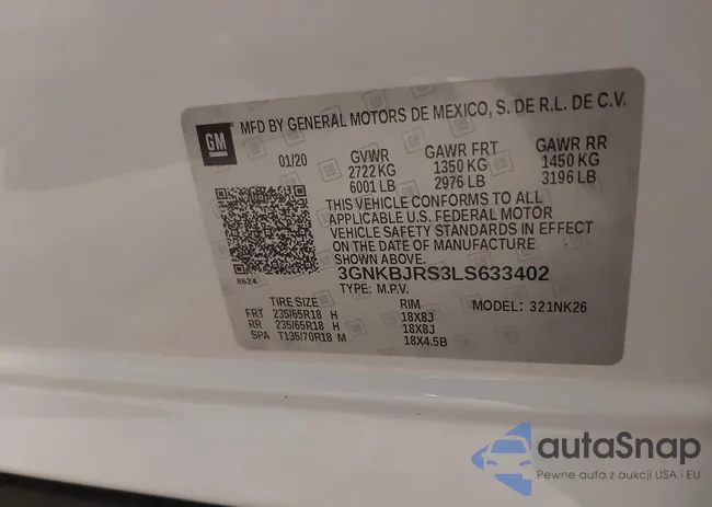 3GNKBJRS3LS633402: 43151489