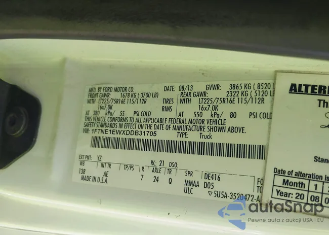 1FTNE1EWXDDB31705: 43150693