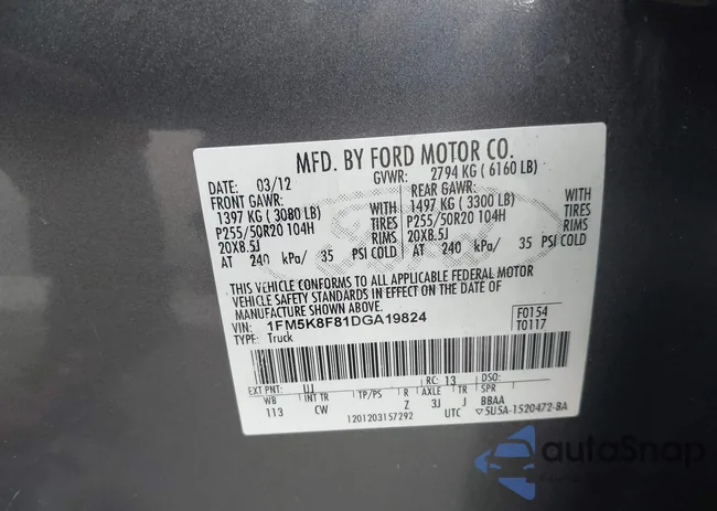 1FM5K8F81DGA19824: 43150937