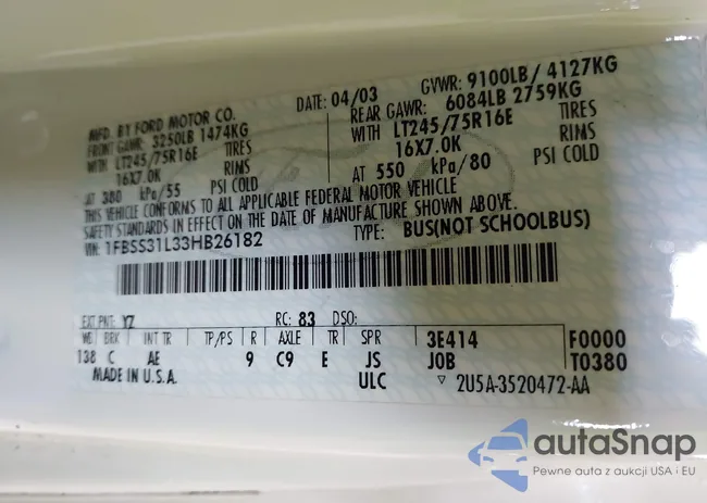 1FBSS31L33HB26182: 43150995