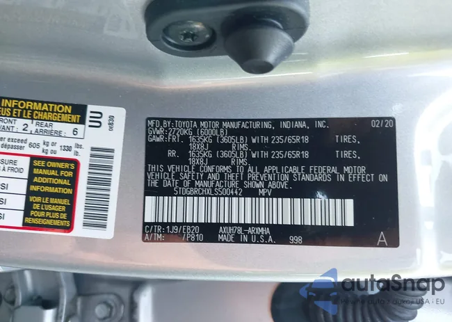 5TDGBRCHXLS500442: 43152086