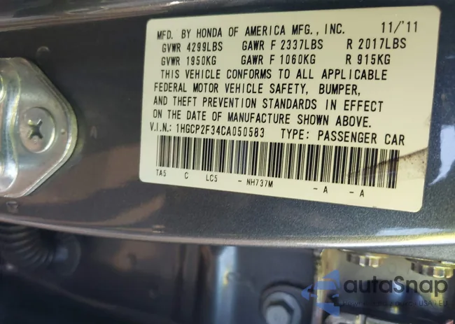 1HGCP2F34CA050583: 43152341