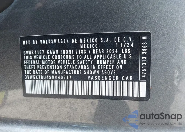 3VW5X7BU4SM040217: 43152555
