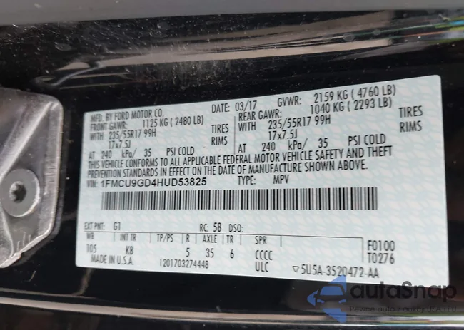 1FMCU9GD4HUD53825: 43153059