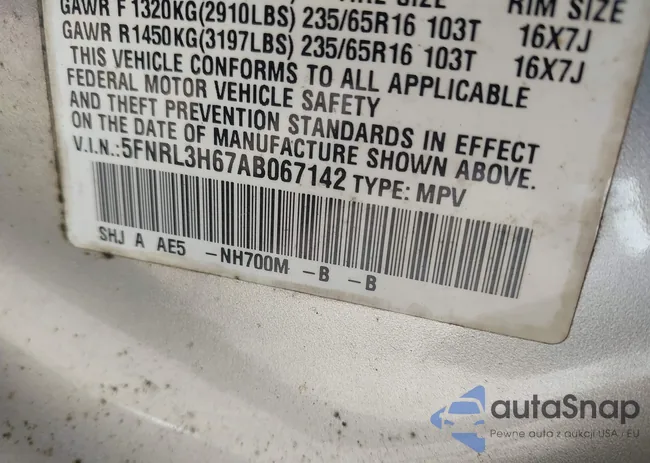 5FNRL3H67AB067142: 43153320