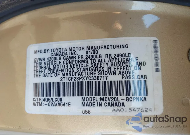 2T1CF28PXYC336717: 43153387