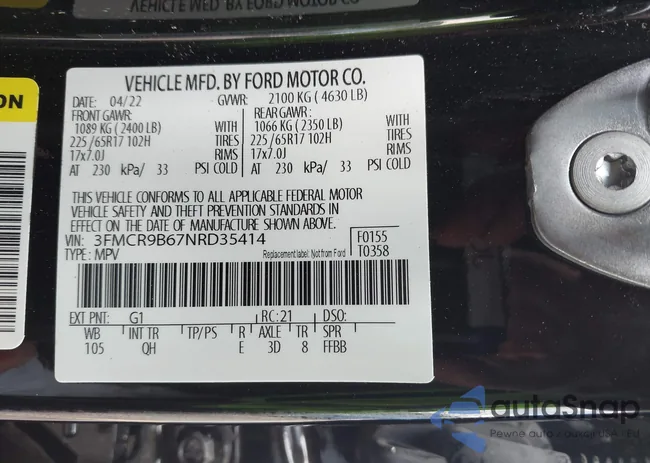 3FMCR9B67NRD35414: 43153432