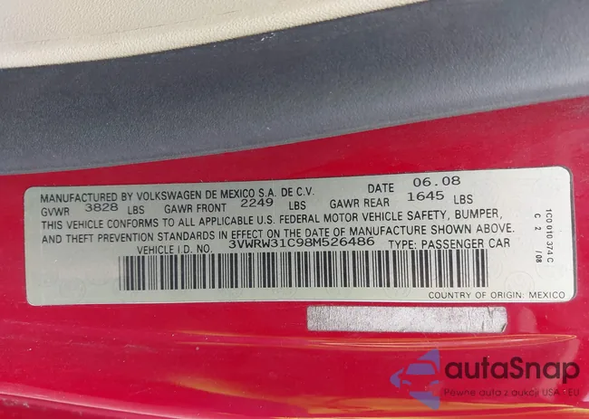 3VWRW31C98M526486: 43152713