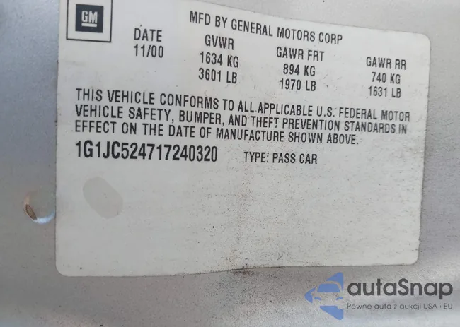 1G1JC524717240320: 43152852