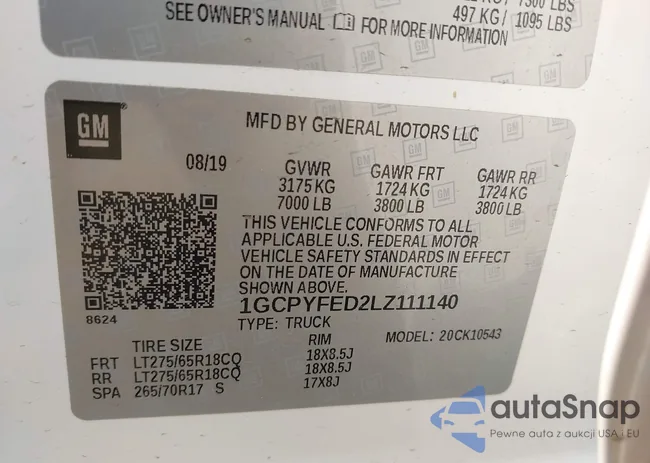 1GCPYFED2LZ111140: 43152954