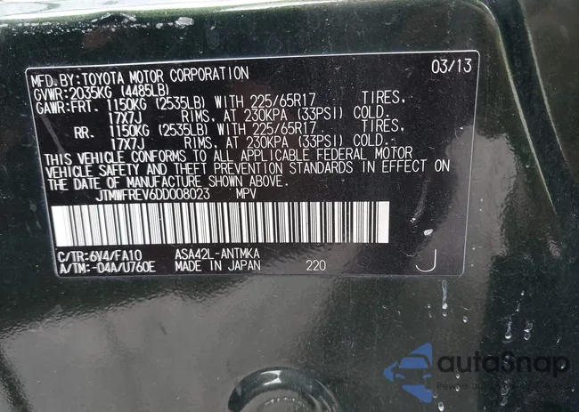 JTMWFREV6DD008023: 43154053