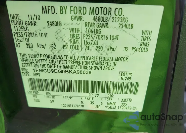 1FMCU9EG0BKA98638: 43154095