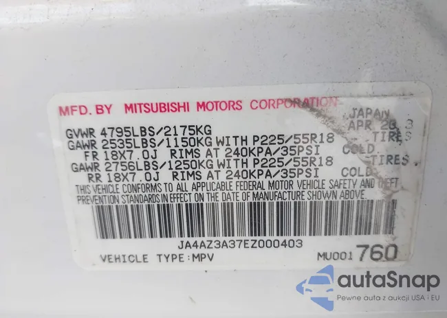 JA4AZ3A37EZ000403: 43154131