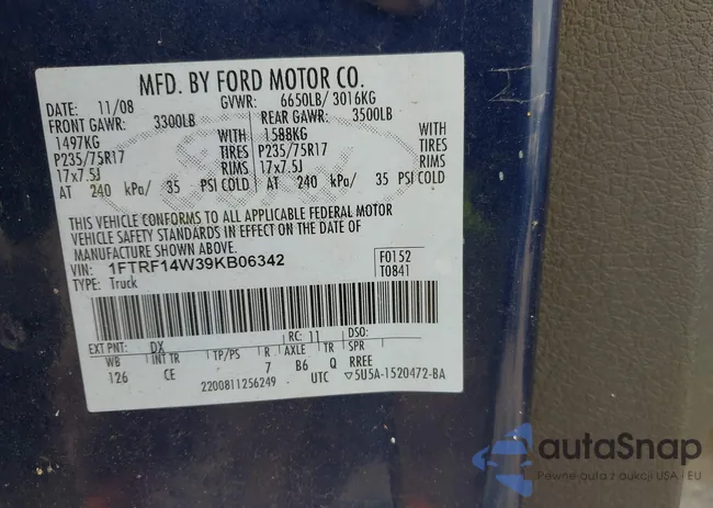 1FTRF14W39KB06342: 43154211