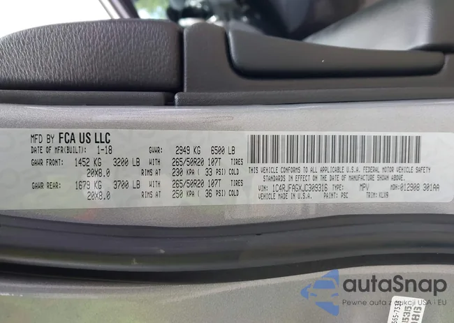 1C4RJFAGXJC309316: 43154455