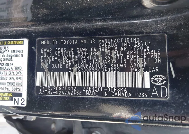 2T1BR30E55C343623: 43154554