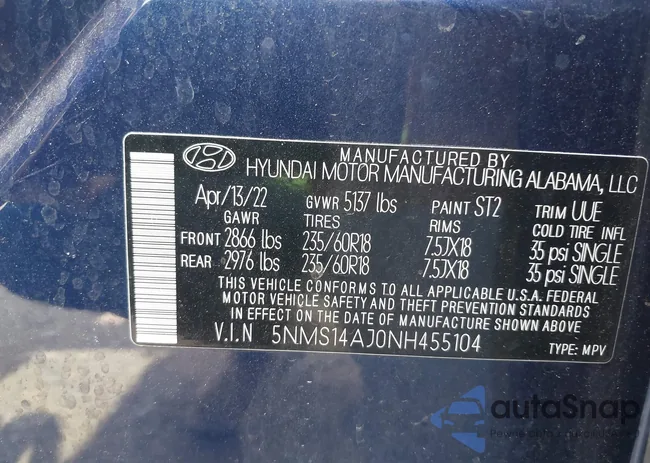 5NMS14AJ0NH455104: 43154573