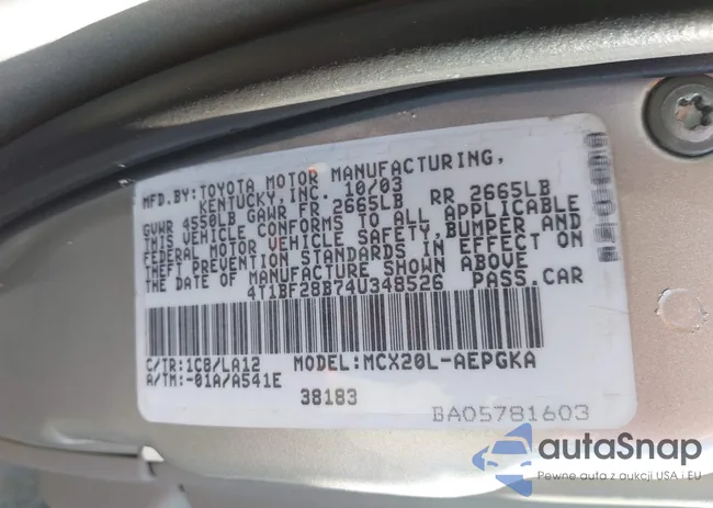 4T1BF28B74U348526: 43153648