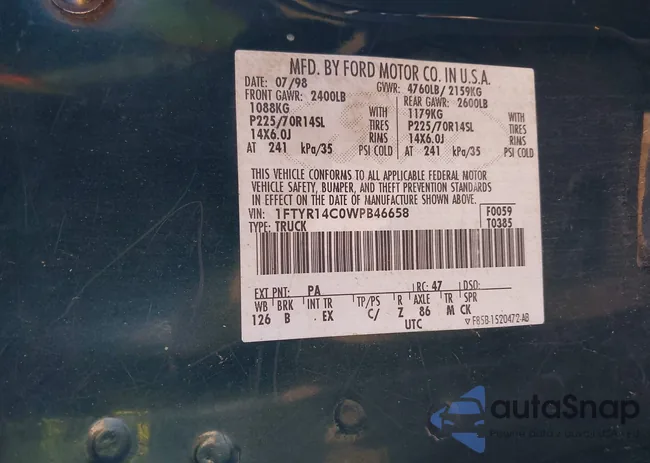 1FTYR14C0WPB46658: 43153959