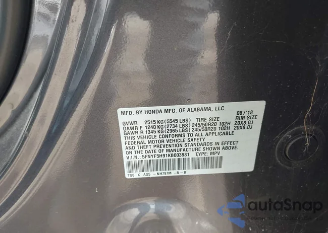 5FNYF5H91KB003981: 43153975