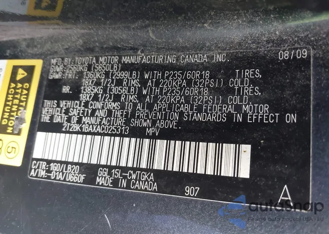 2T2BK1BAXAC025313: 43155070