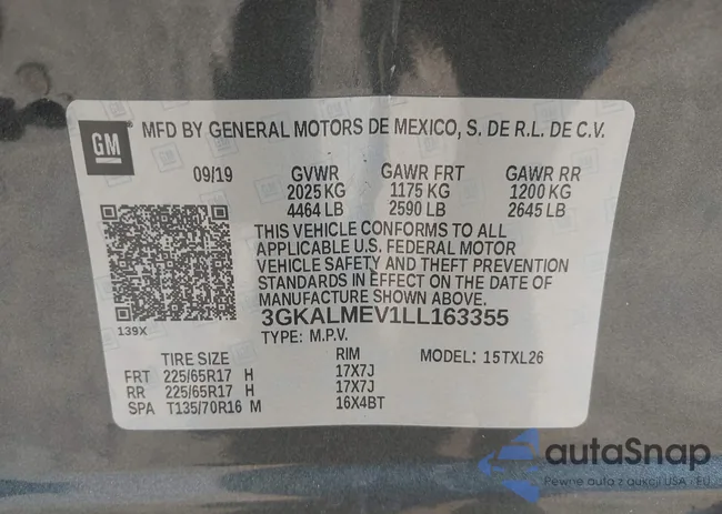 3GKALMEV1LL163355: 43155113