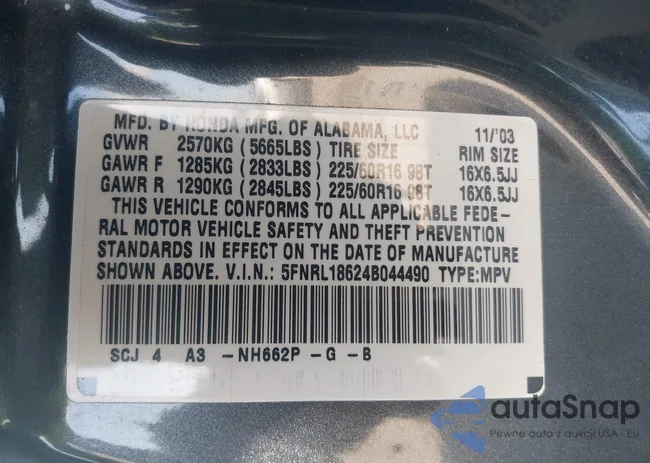 5FNRL18624B044490: 43155131