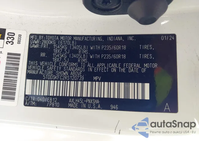 5TDDSKFC2RS120739: 43155133