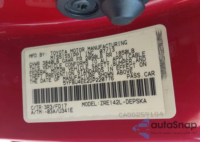 5YFBU4EE2DP220776: 43155256