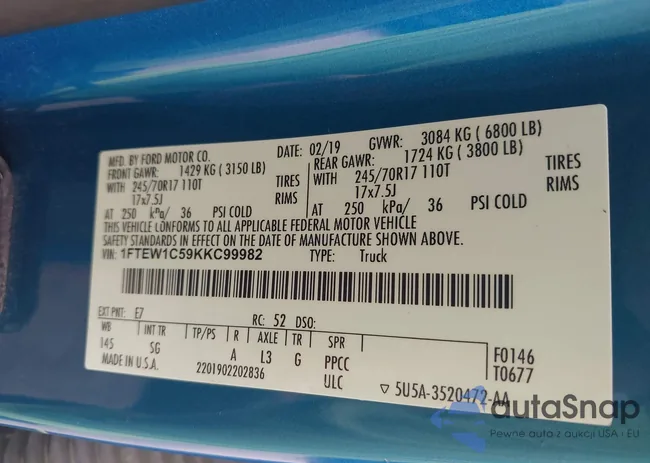 1FTEW1C59KKC99982: 43155375