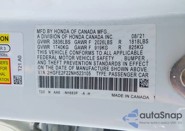 2HGFE2F22NH523105: 43155448