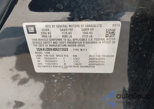 2GNALDEK4D6313022: 43154694