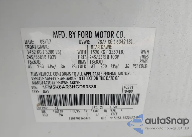 1FM5K8AR3HGD93339: 43154849