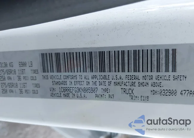 1C6RREFG3KN805907: 43154868