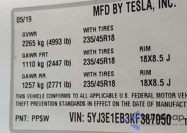 5YJ3E1EB3KF387050: 43154975