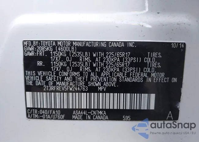 2T3RFREV5FW244763: 43156308