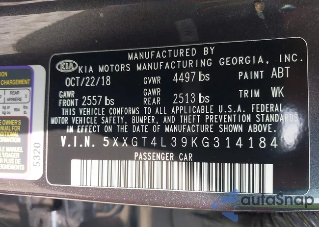 5XXGT4L39KG314184: 43156368