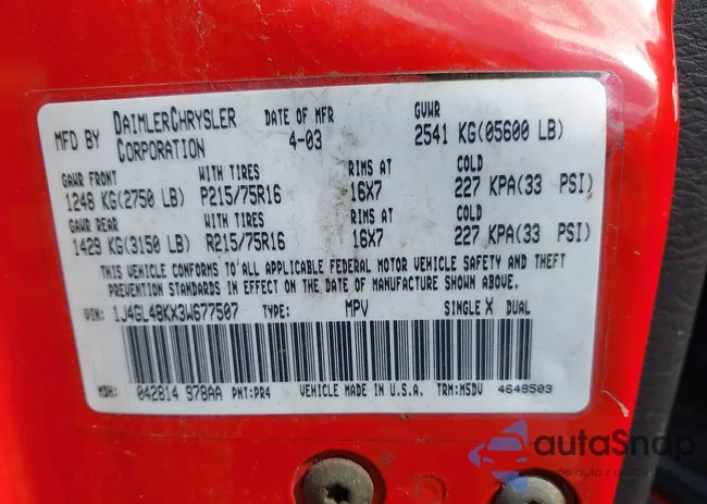 1J4GL48KX3W677507: 43156398