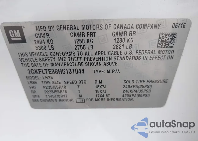 2GKFLTE38H6131044: 43156423