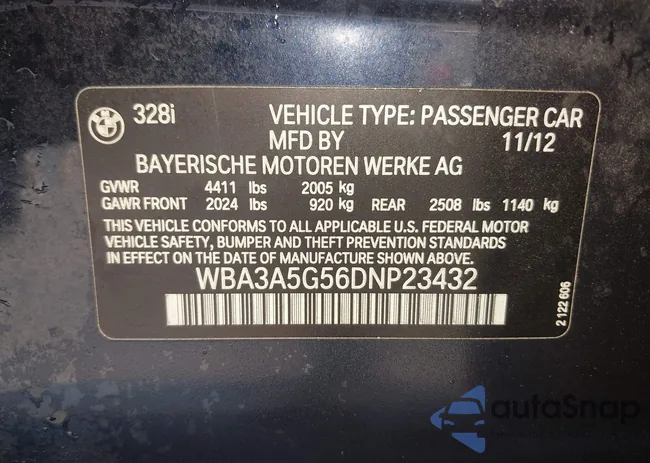 WBA3A5G56DNP23432: 43156475