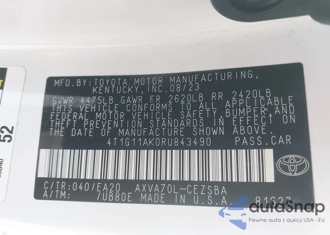 4T1G11AK0RU843490: 43155658