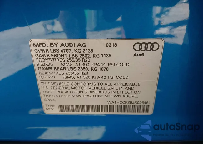 WA1HCCFS5JR026461: 43155772