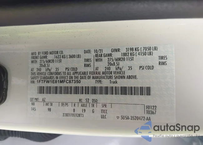 1FTFW1E81MFC87350: 43155809